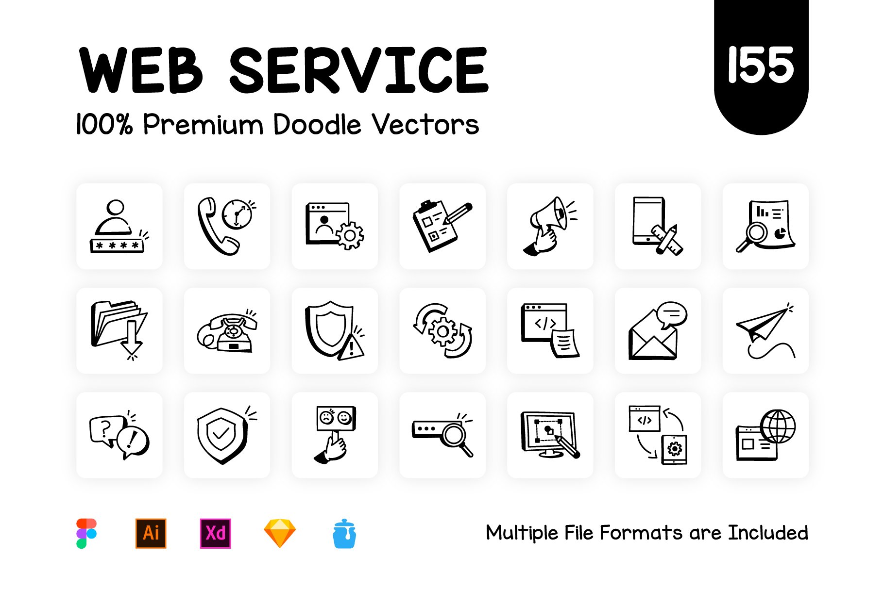 Hand Drawn Web Services Icons cover image.