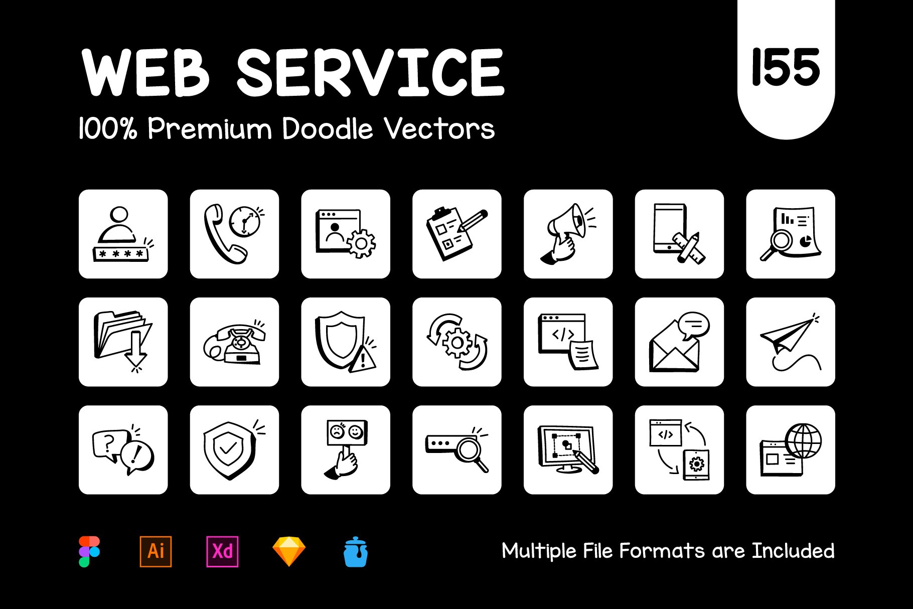 Hand Drawn Web Services Icons preview image.