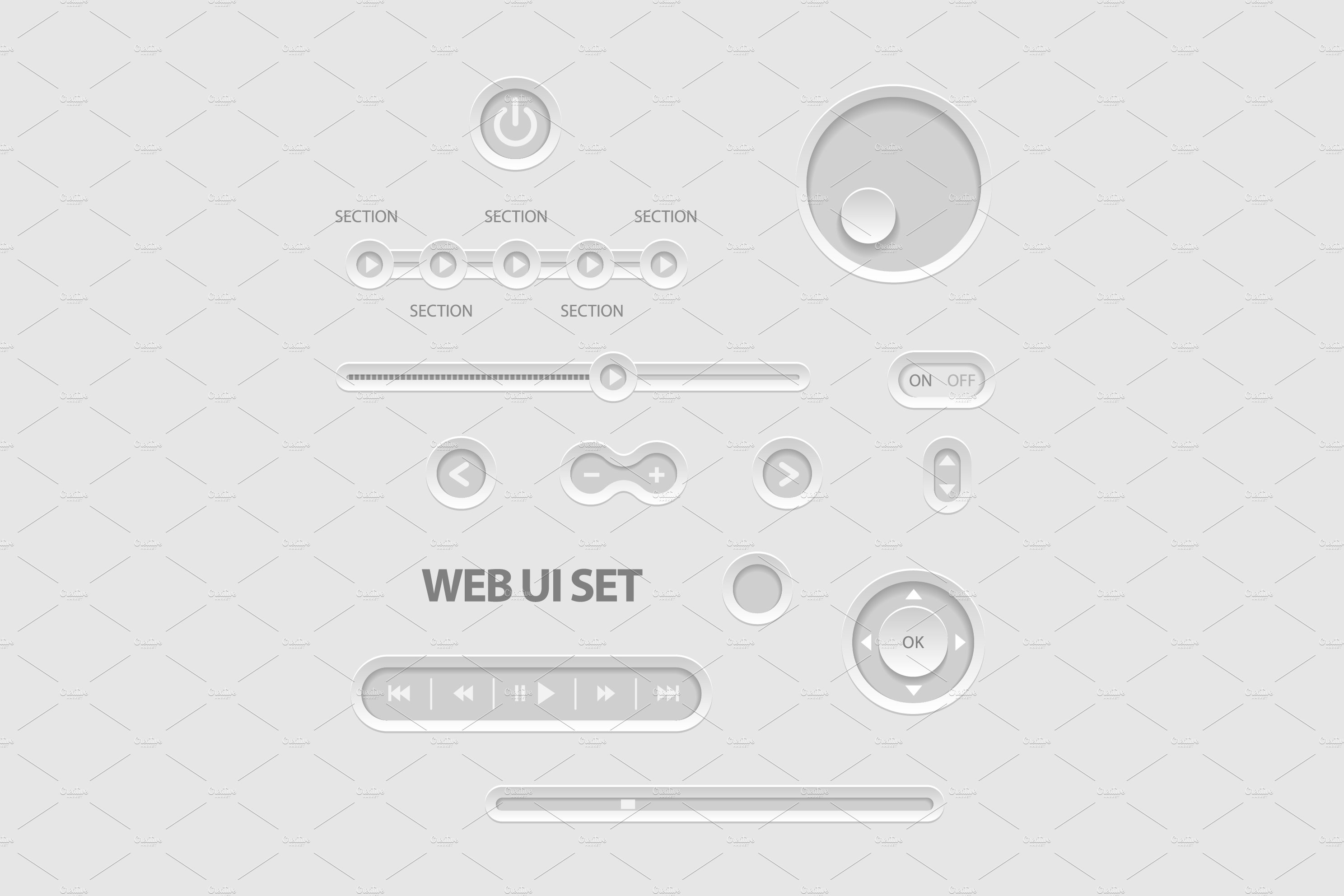 Light Web UI Elements. Buttons cover image.