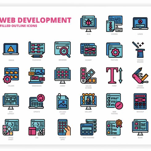 36 Web development Icons x 3 Styles cover image.