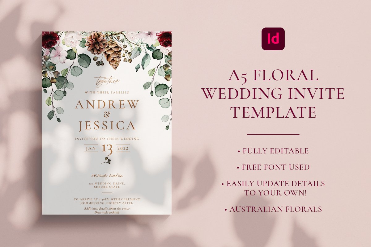 Floral Wedding Invitation cover image.