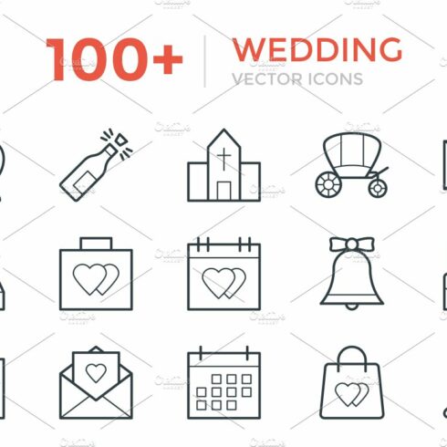 100+ Wedding Vector Icons cover image.