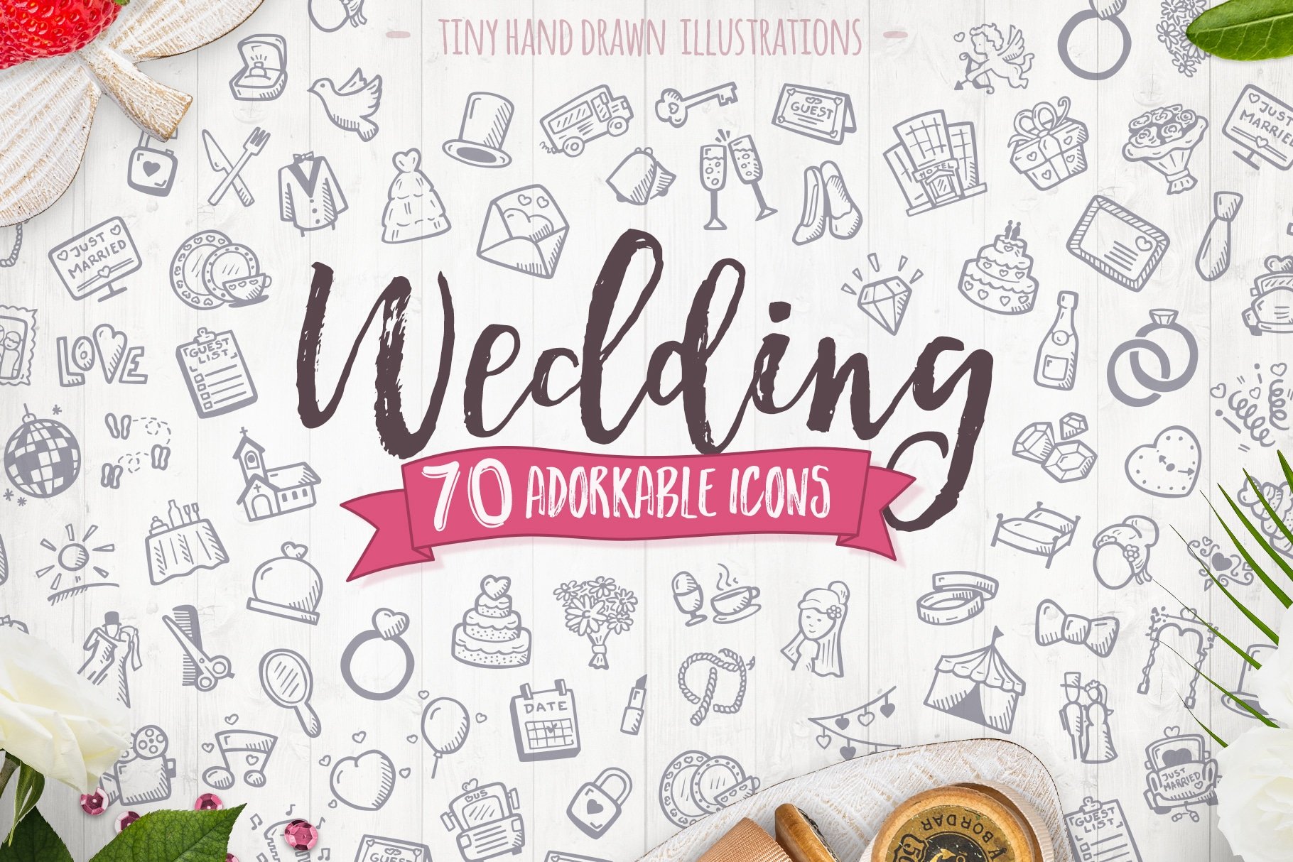 Wedding - Hand Drawn Icons cover image.