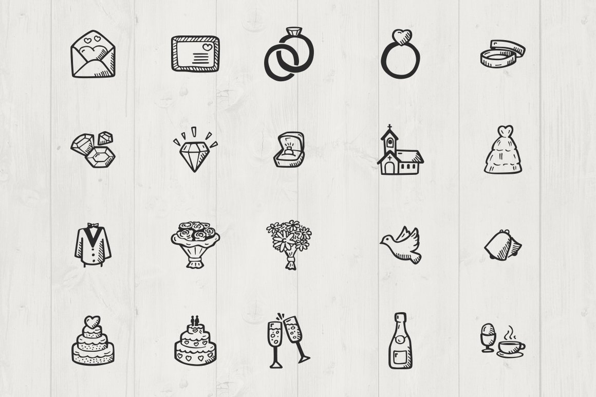Wedding - Hand Drawn Icons preview image.
