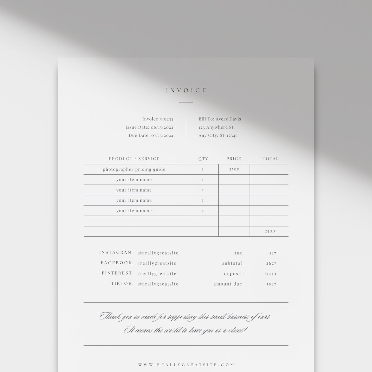 Photographer Invoice Template cover image.