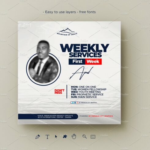 Church services flyer template cover image.