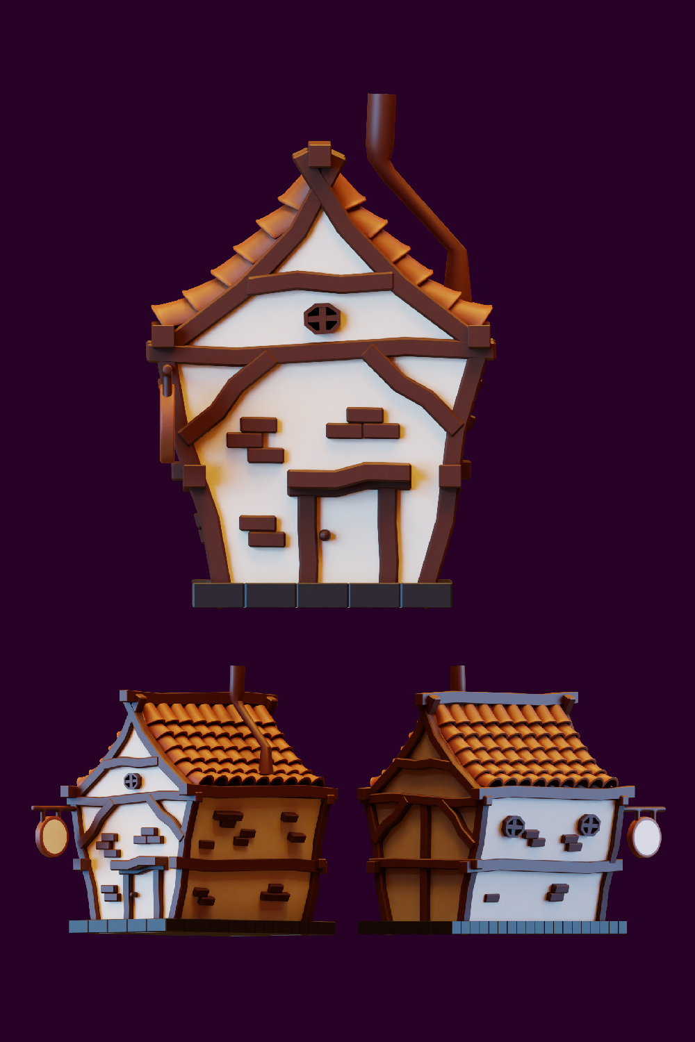 3D HOUSE BUILDING LOWPOLY RENDER pinterest preview image.