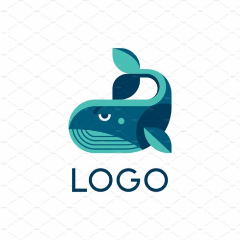 Flat logo design of blue whale cover image.