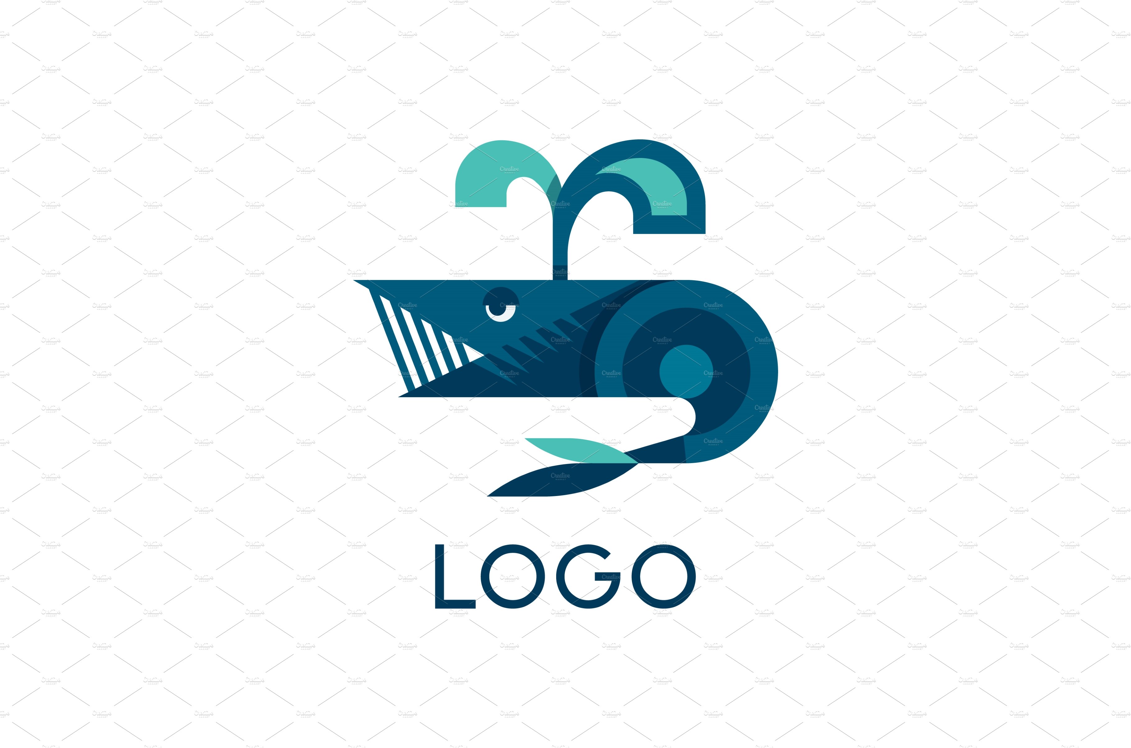 Blue whale logo design, vector icon cover image.