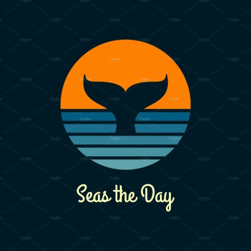Whale round logo. Sea or ocean. cover image.