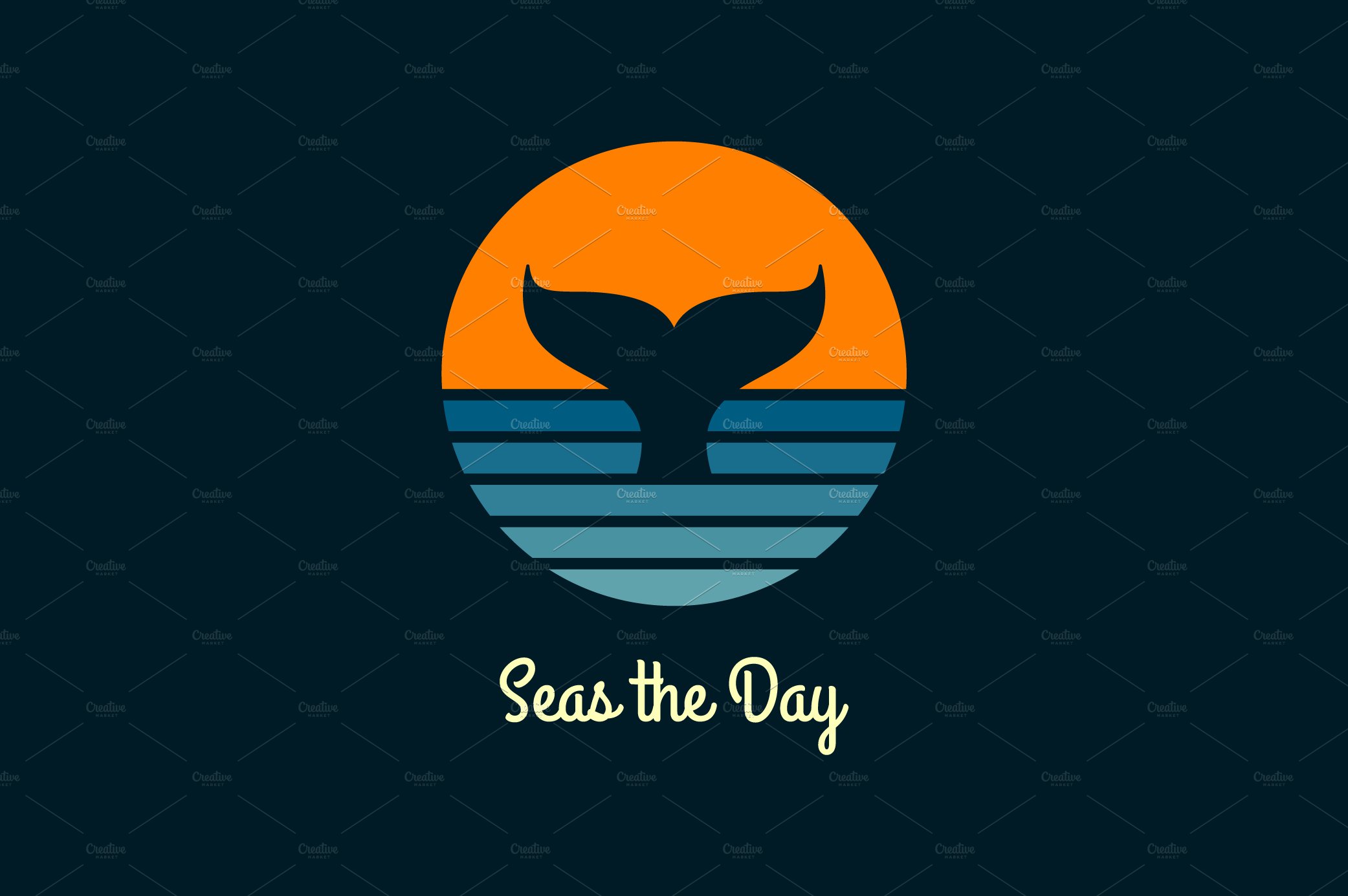 Whale round logo. Sea or ocean. cover image.
