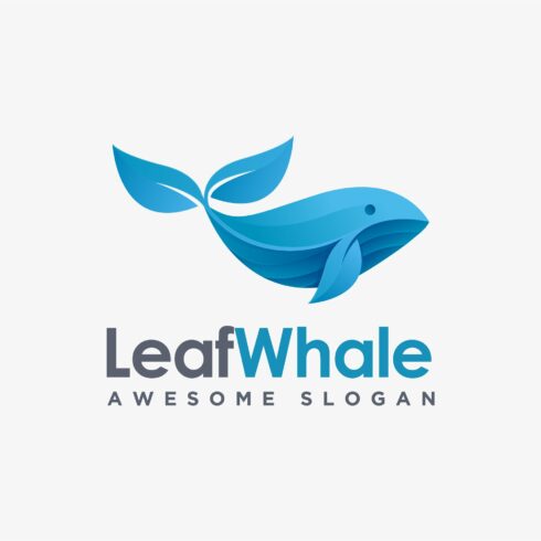 Modern whale fish and leaf logo cover image.