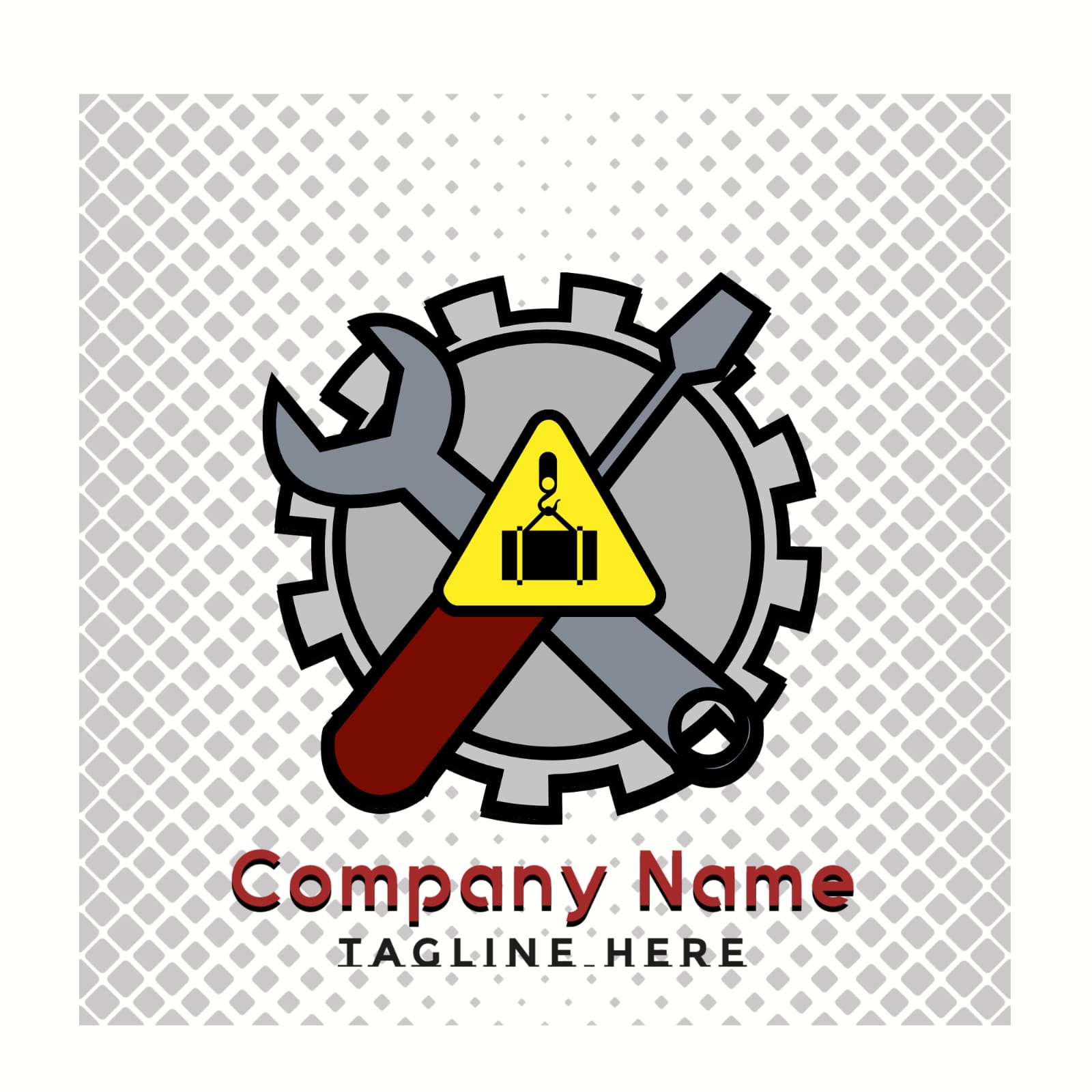 Wrench and a wrench with the words company name tagline here.