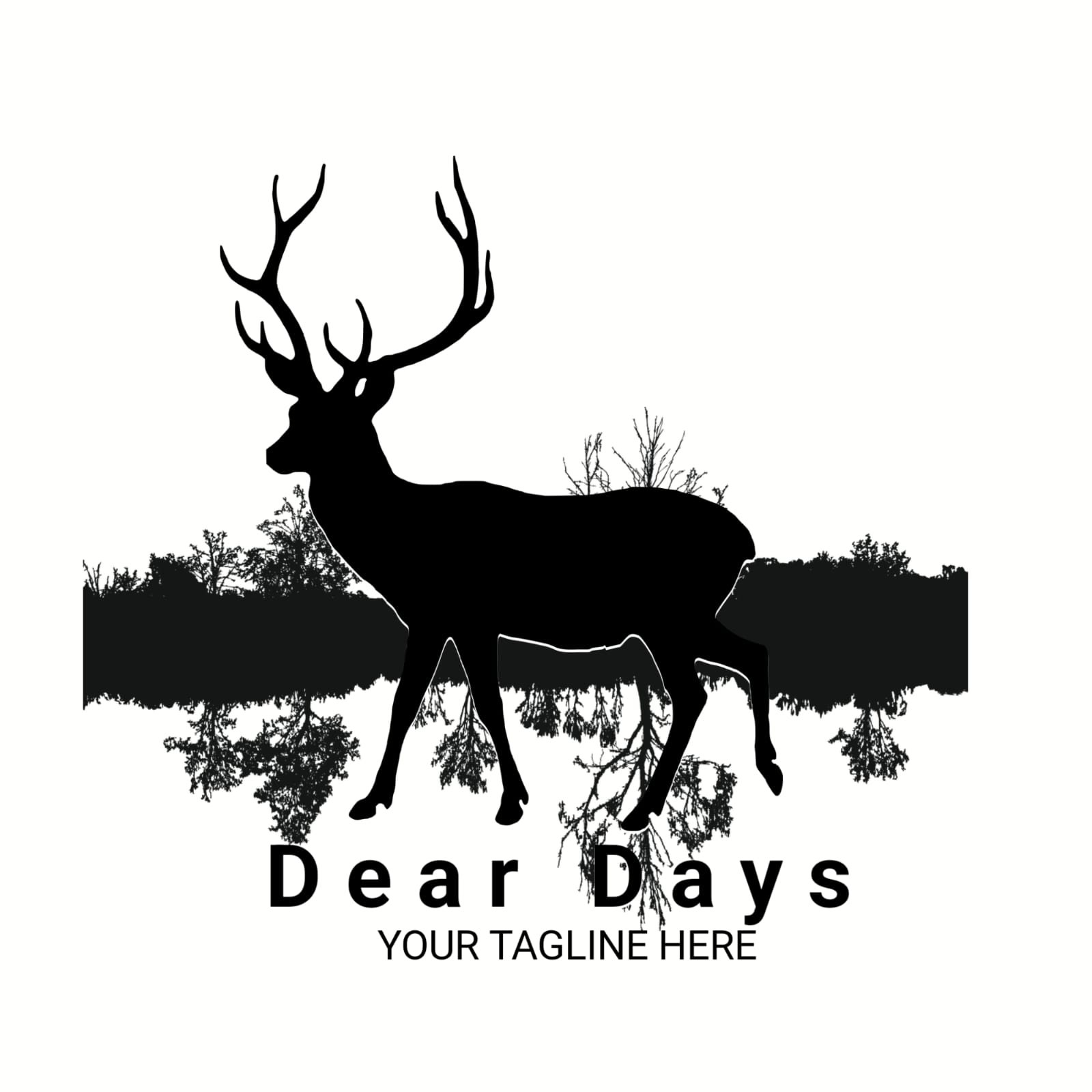 Silhouette of a deer with the words dear days on it.