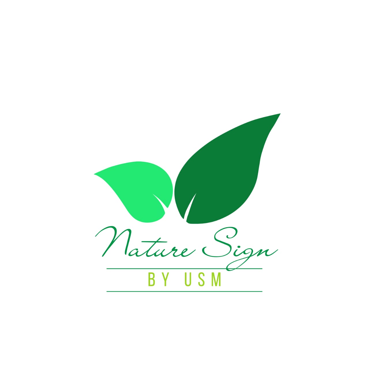 Green leaf logo with the words nature sign by usm.