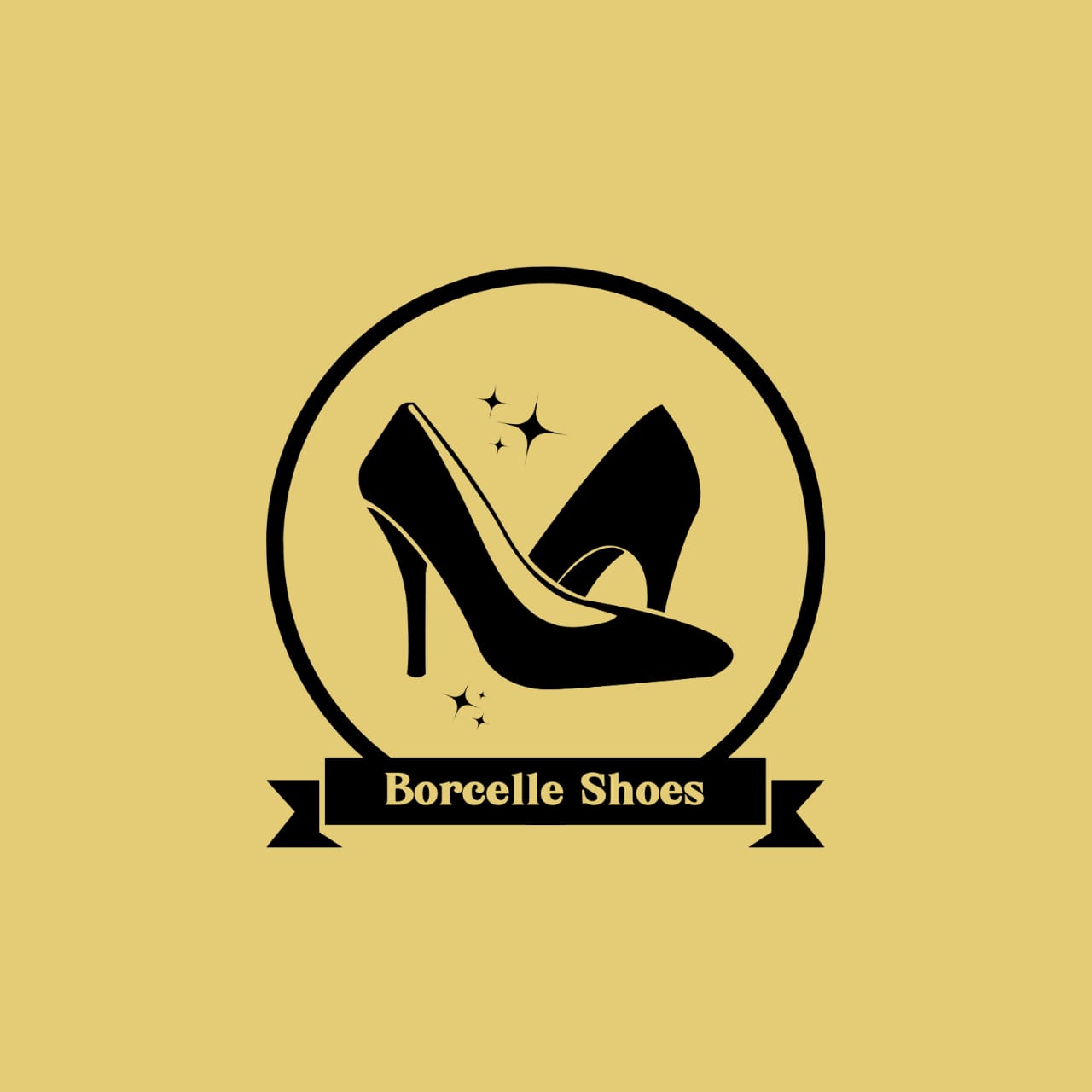 Black and yellow logo for a shoe shop.