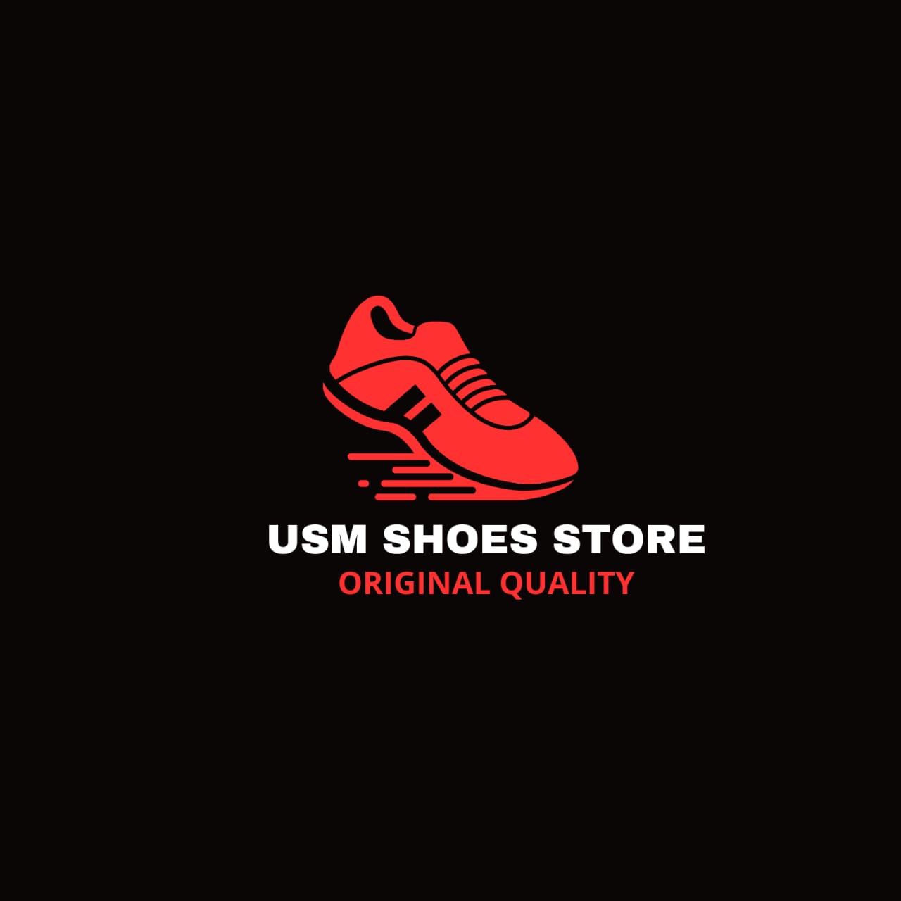 Pair of red shoes with the words usm shoes store.