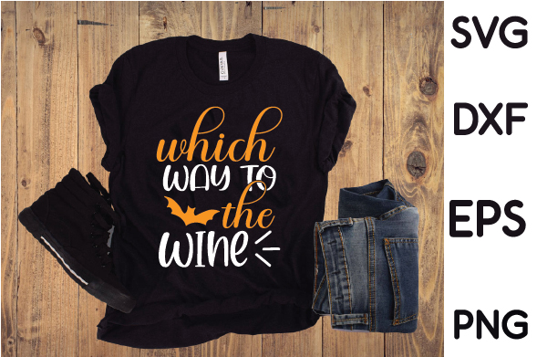 T - shirt that says which way to the wine?.