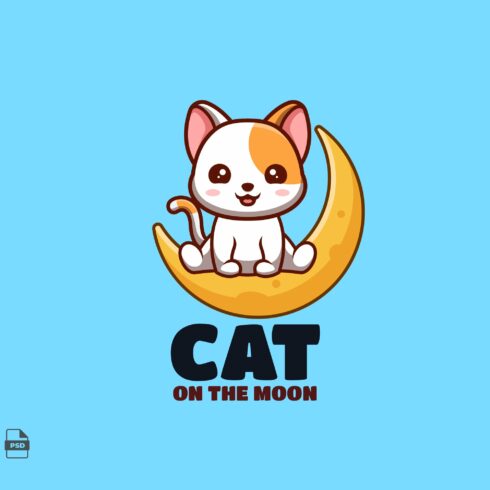 On The Moon White Cat Cute Mascot Lo cover image.