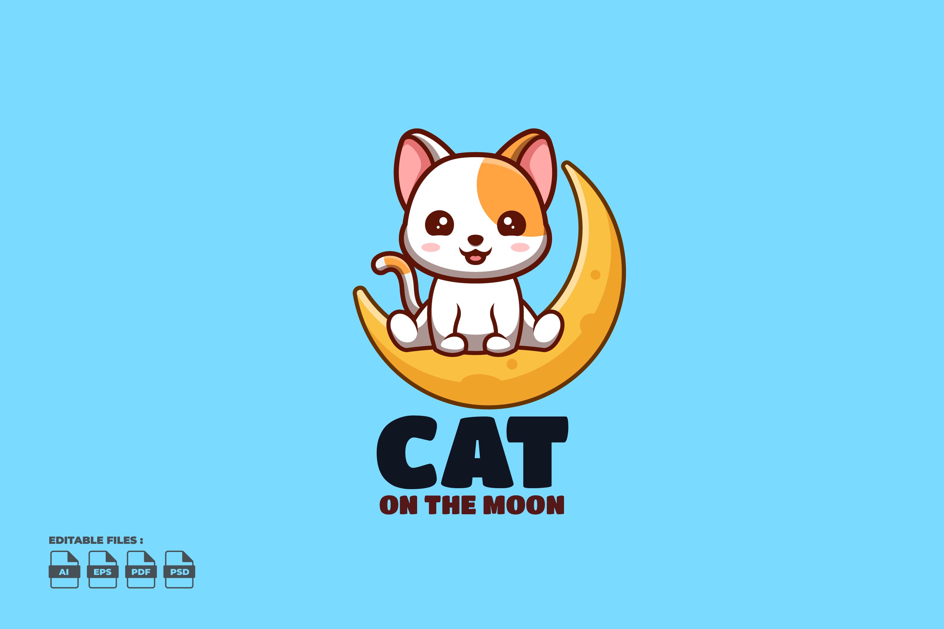 On The Moon White Cat Cute Mascot Lo cover image.