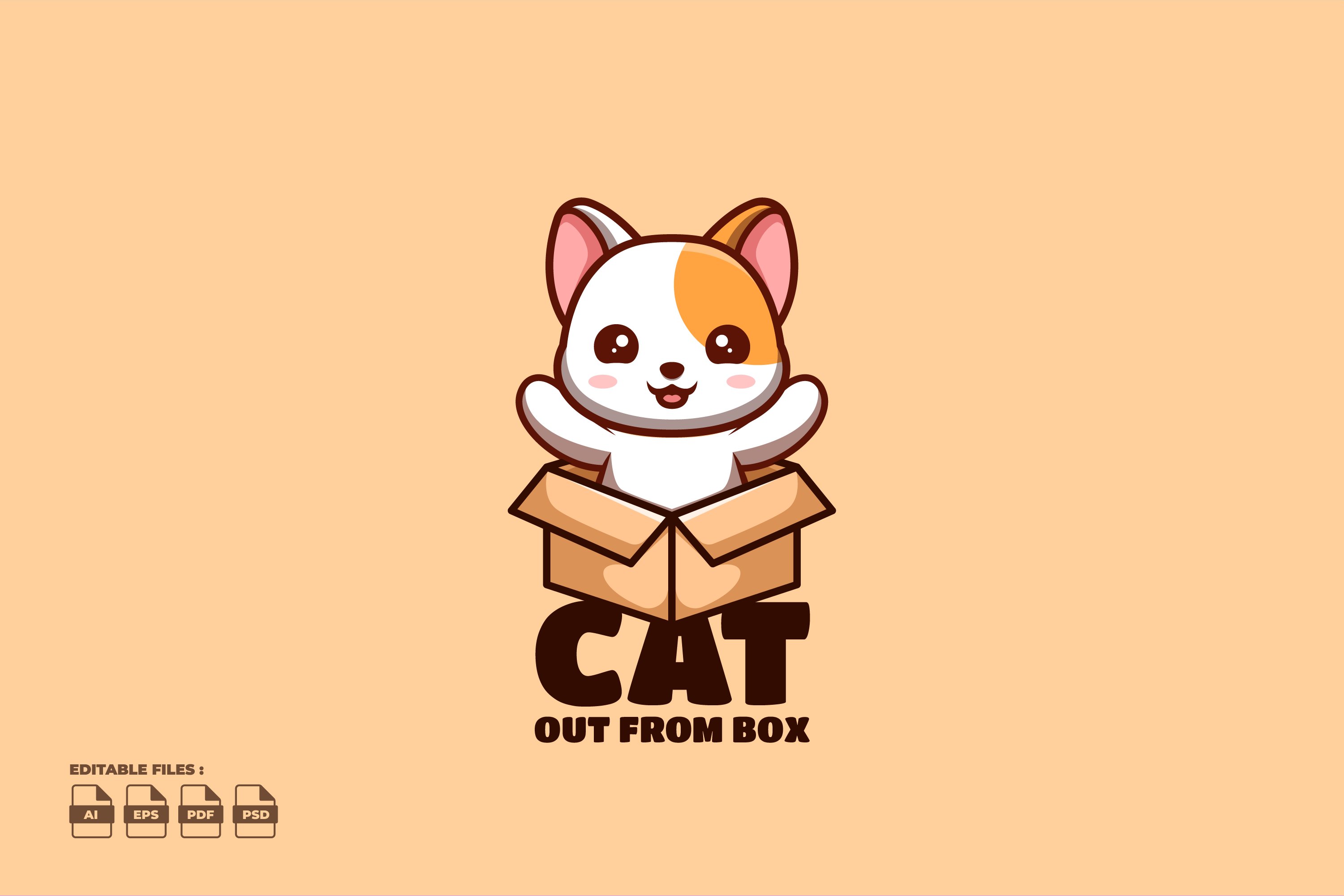 Out From Box White Cat Cute Mascot L cover image.