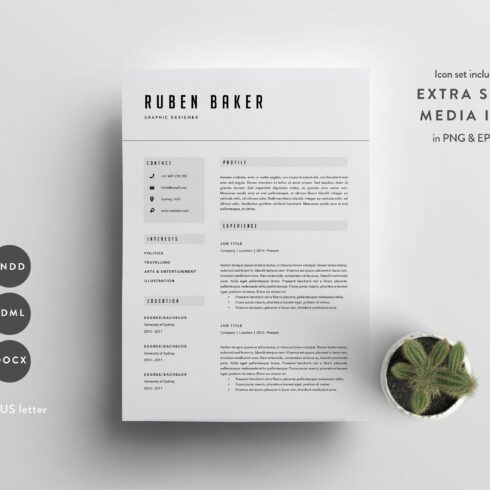 Resume Template 3 Page | CV Template cover image.