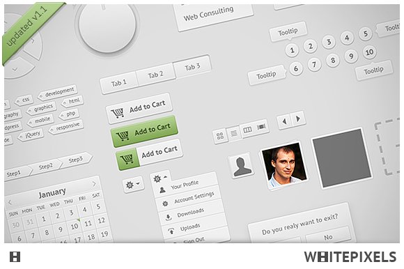 Whitepixels UI v1.1 cover image.