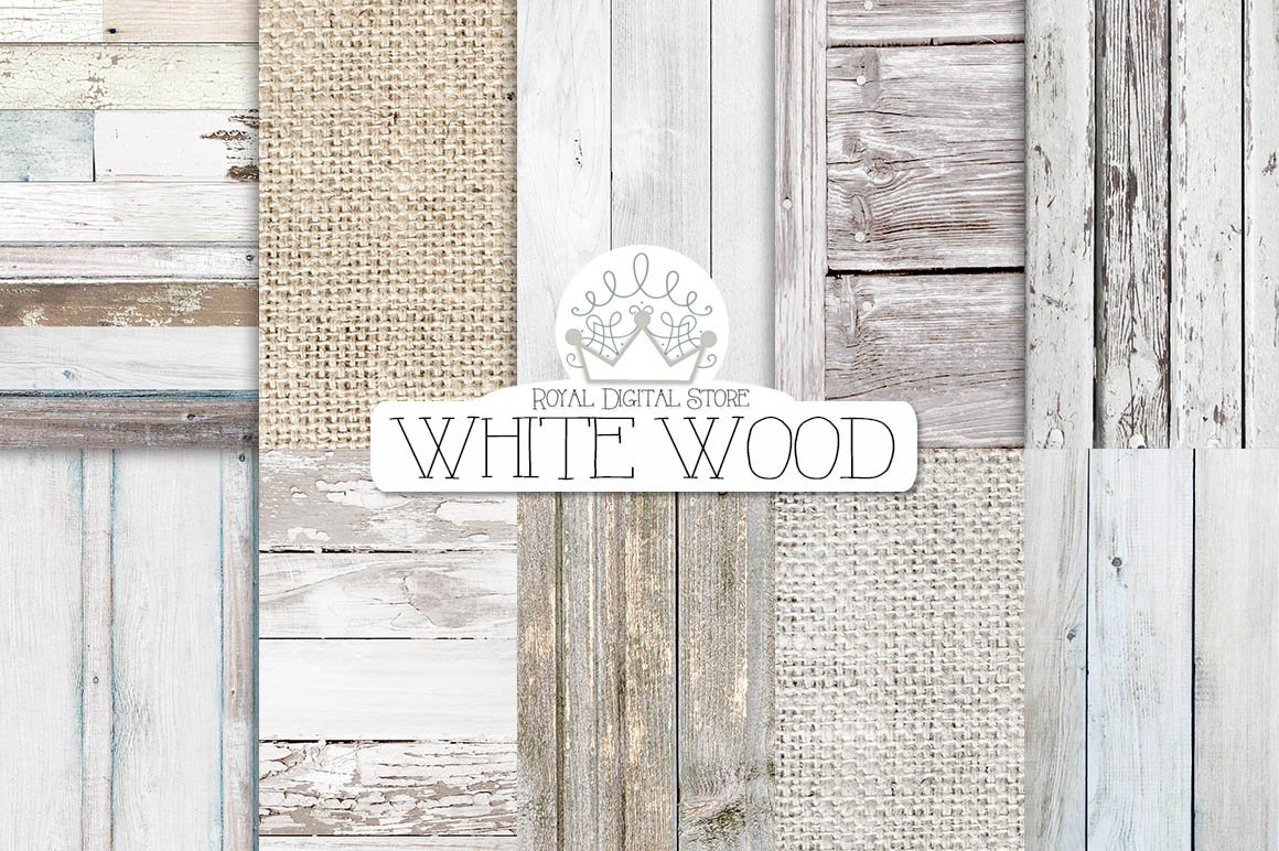 WHITE WOOD digital paper cover image.