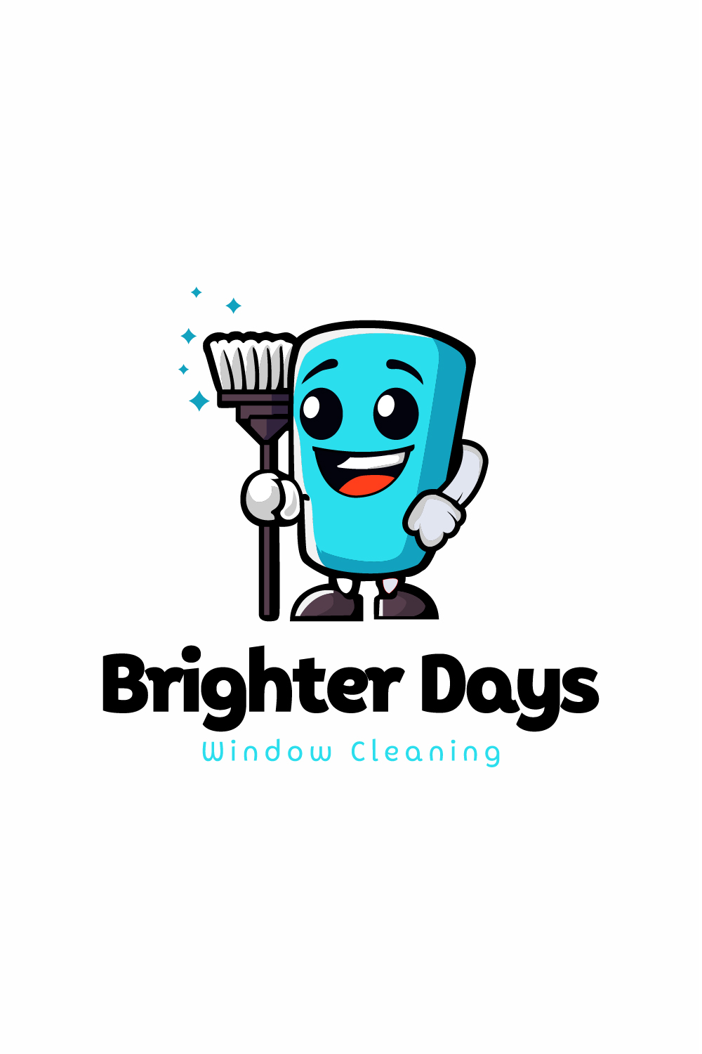 Cute Window Cleaning Mascot logo Template pinterest preview image.