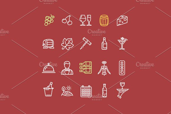 wine drink icon set3 cm 926