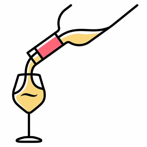 White wine service yellow color icon cover image.