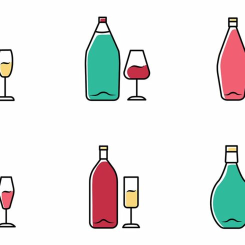 Wine color icons set cover image.