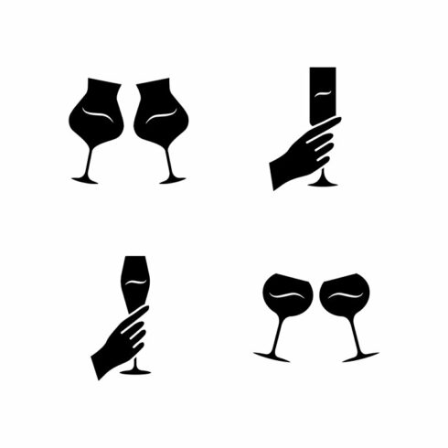 Wine service glyph icons set cover image.
