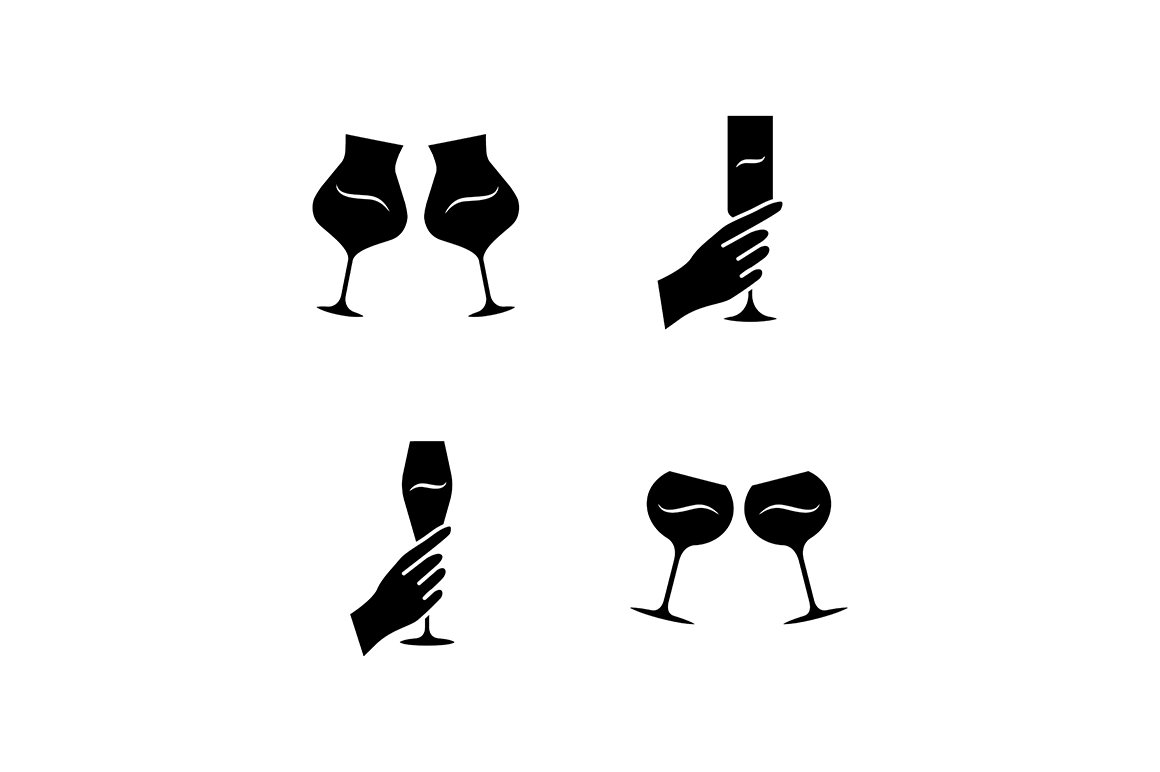 Wine service glyph icons set cover image.