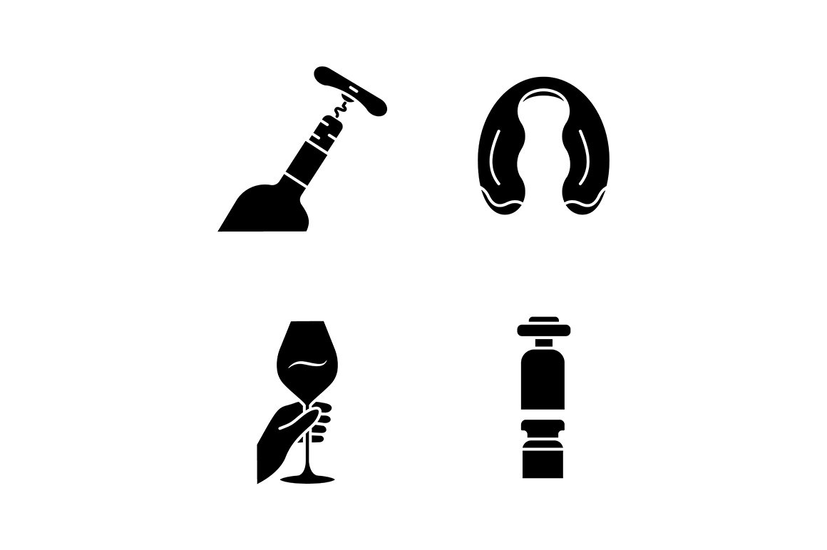 Winery and wine service glyph icons cover image.