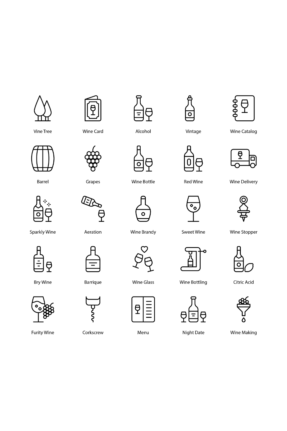 Winery Icon Set pinterest preview image.