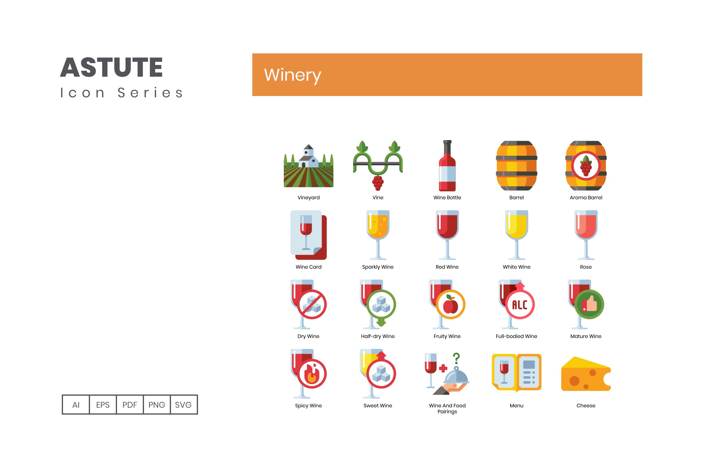 80 Winery Icons - Astute Series preview image.