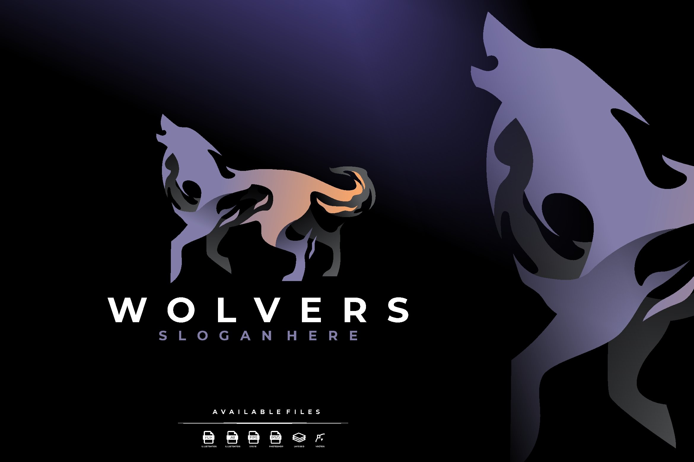 Unique Gradient Wolf Logo cover image.