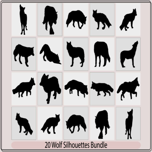 Set of wolf silhouettes,silhouette of wolf,Wolves Outline Collection, logo with wolf,Set the head of a wolf,Silhouette of a howling wild wolf for Halloween design element cover image.