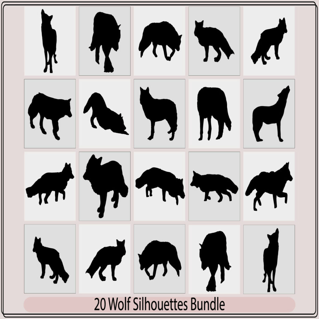 Set of wolf silhouettes,silhouette of wolf,Wolves Outline Collection ...