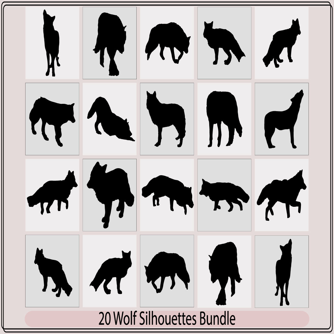 Set of wolf silhouettes,silhouette of wolf,Wolves Outline Collection, logo with wolf,Set the head of a wolf,Silhouette of a howling wild wolf for Halloween design element preview image.