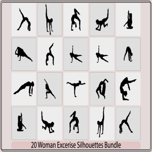 Woman doing exercise silhouette,Woman doing exercise silhouette bundle,Woman doing exercise illustration,Woman doing exercise vector, cover image.