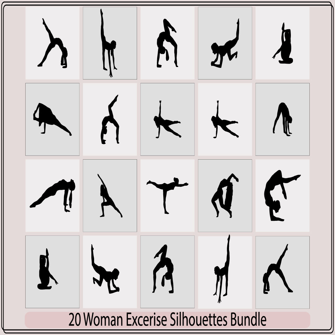 Woman doing exercise silhouette,Woman doing exercise silhouette bundle,Woman doing exercise illustration,Woman doing exercise vector, cover image.