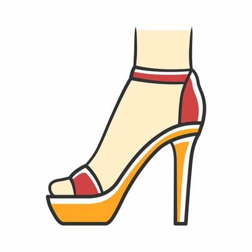 Ankle strap high heels color icon cover image.