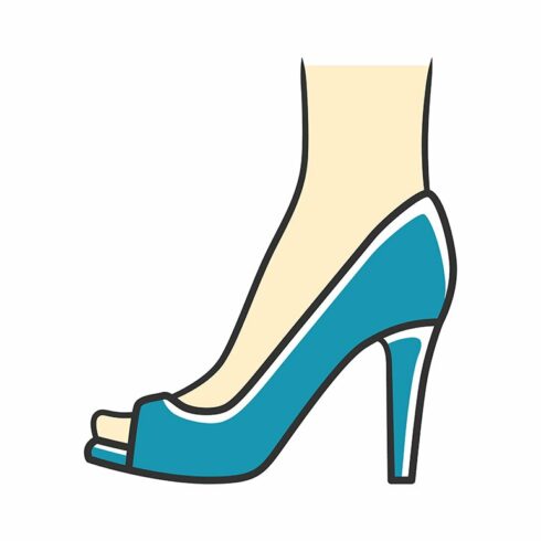 Peep toe high heels blue color icon cover image.