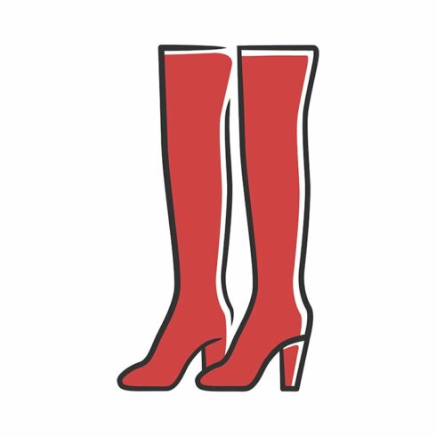 Thigh high boots red color icon cover image.