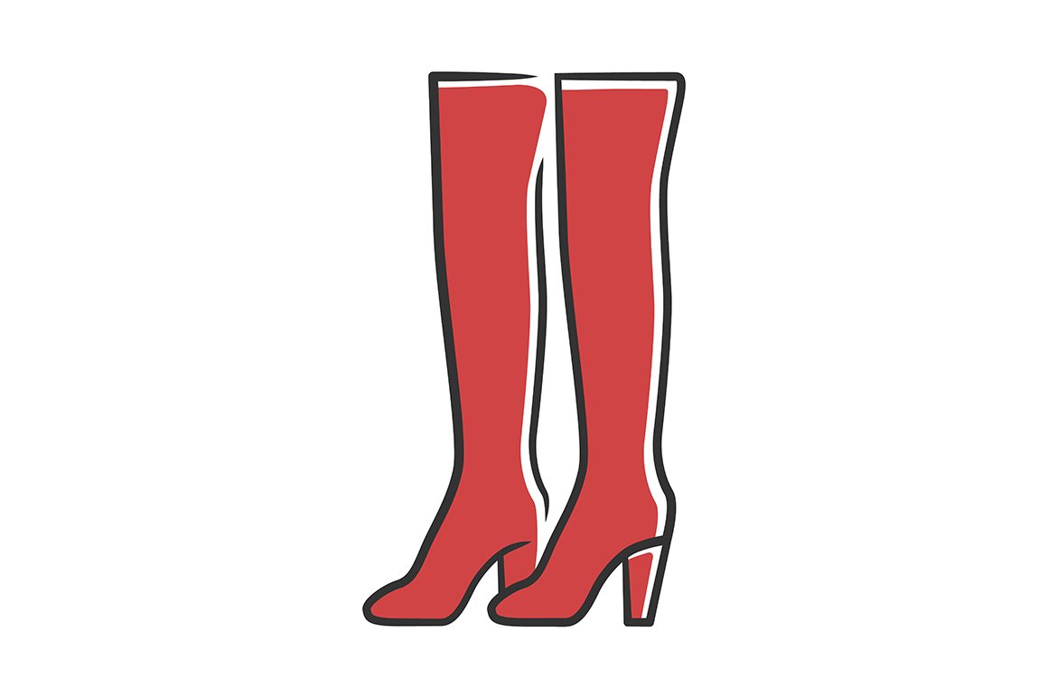 Thigh high boots red color icon cover image.
