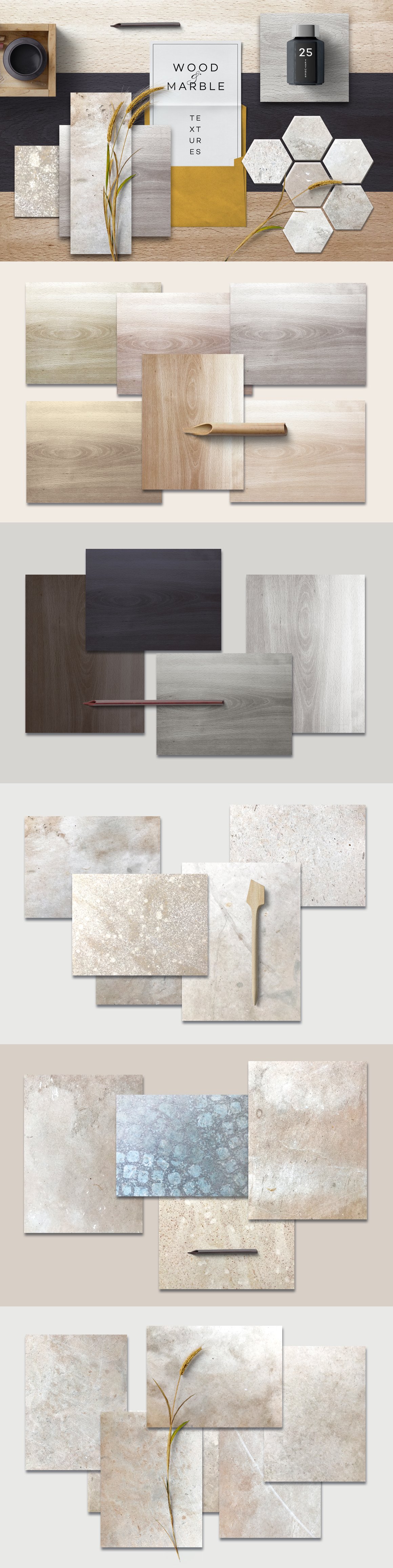 Wood & Marble textures cover image.