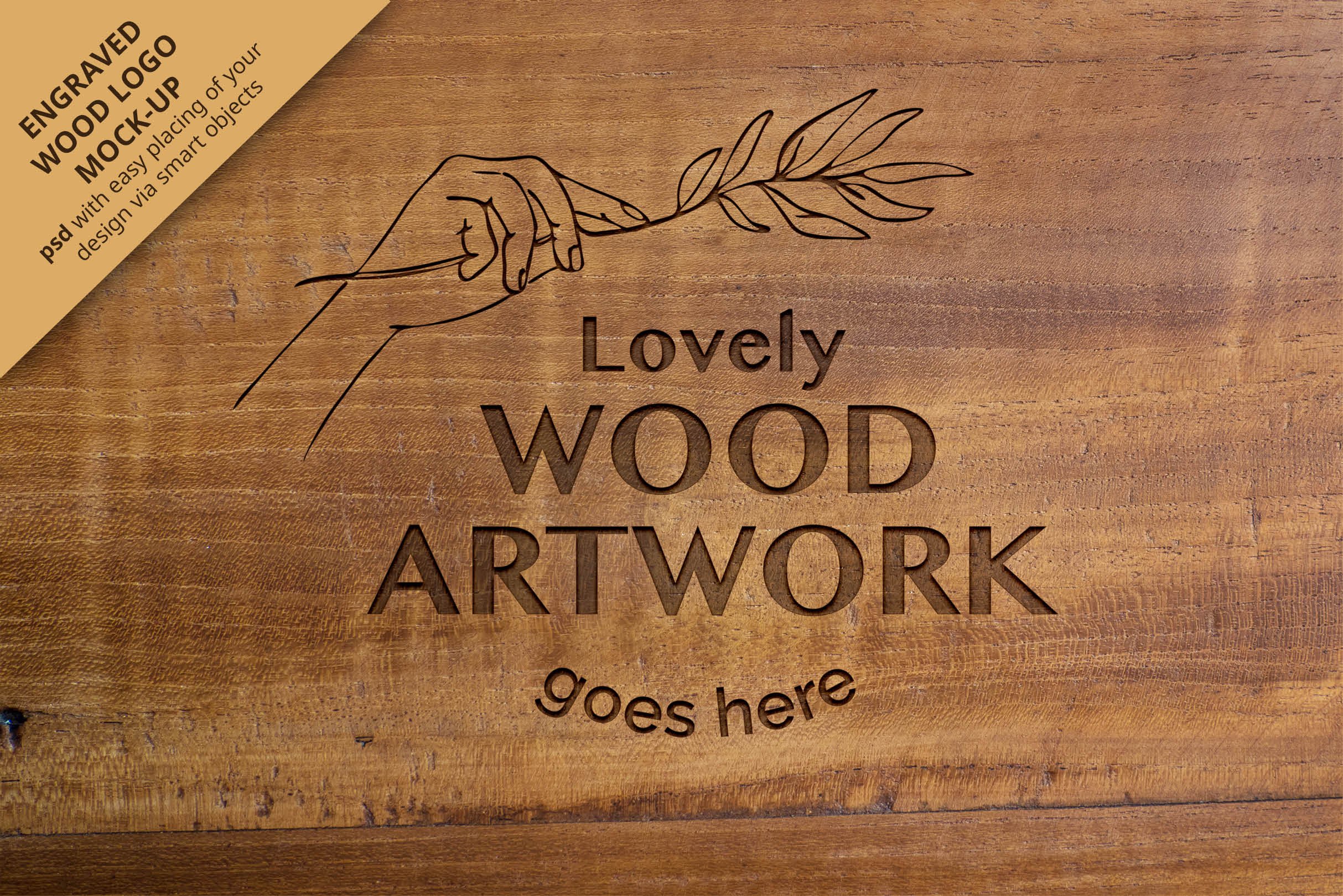 Engraved Wood Mock-ups & Textures preview image.