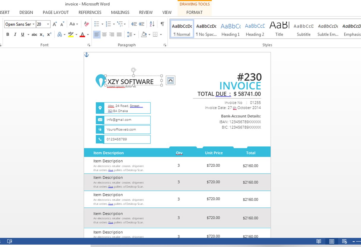 Business Invoice Template preview image.